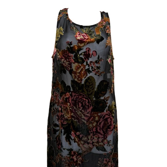 Sheer Floral Mini Sheer Boho Dress Made in US Sz L - Picture 4 of 10